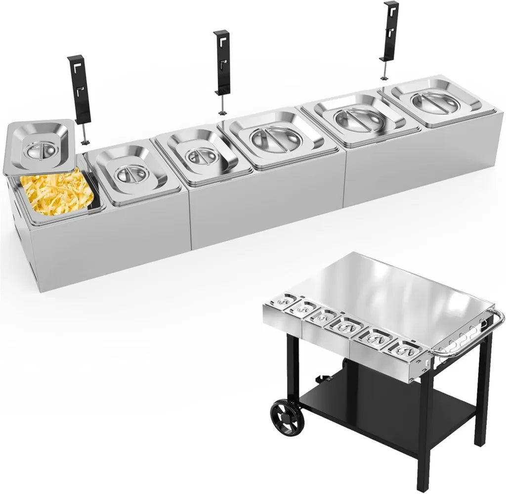 Set di Contenitori per Ingredienti Pizza in Acciaio Inossidabile con Coperchio, 6 pezzi