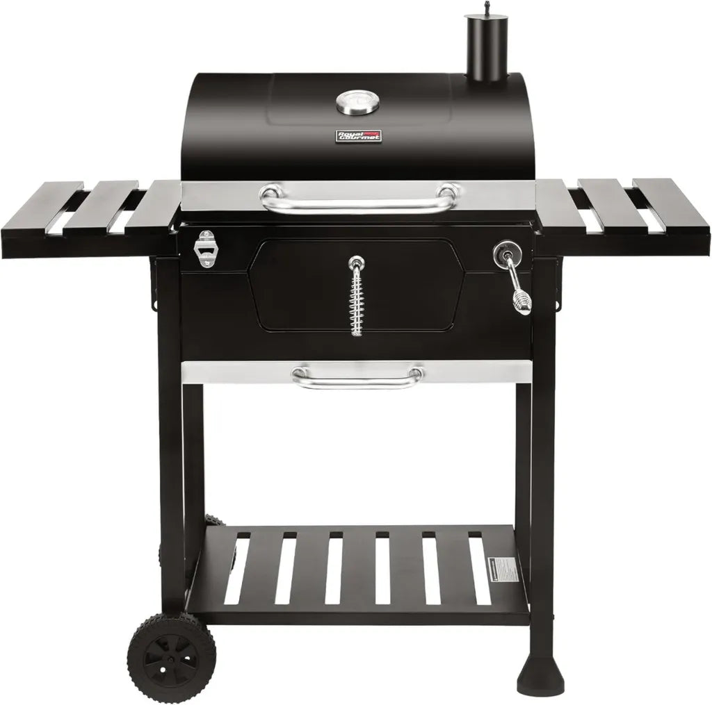 Royal Gourmet - Barbecue a carbone 61 cm con ripiani laterali, ideale per feste e picnic, nero