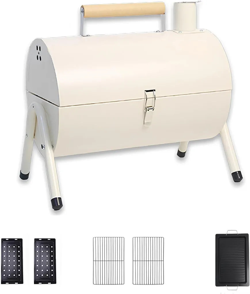 Griglia e Affumicatore Portatile 2 in 1, Leggero e Pieghevole, Perfetto per Campeggio e Feste all'Aperto