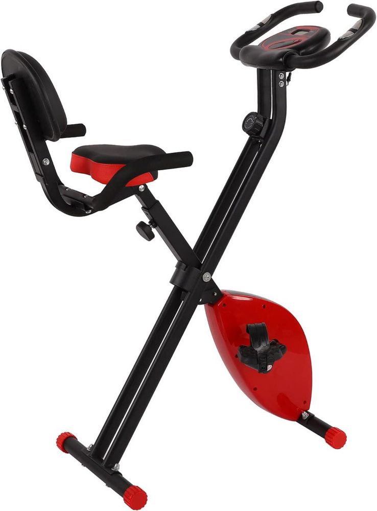 Bicicletta da Fitness Pieghevole con Display LCD e Cuscino Schienale Magnetico