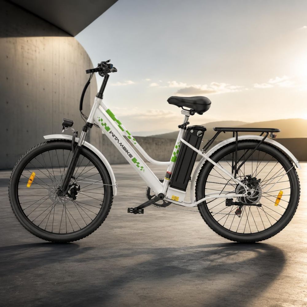 Bicicletta Elettrica 26' Uomo Donna, Batteria 36V 15Ah Ricaricabile, Motore 250W, Autonomia 100 km, 7 Marce, Freni a Disco, Sospensione Anteriore, Perfetta per Pendolari Urbani