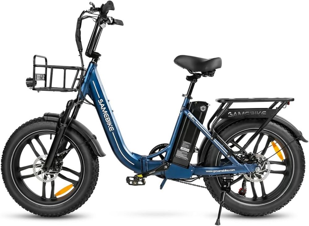 SAMEBIKE Bicicletta Elettrica 20'' Fat Tire, 7 Marce, 250W, Batteria Rimovibile 36V 642WH, Autonomia Fino a 120 km