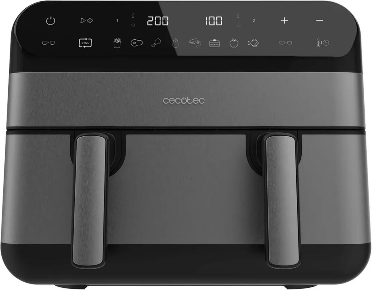Friggitrice ad Aria Cecotec 9L Inox, Doppia Vaschetta 4.5L, 2800W, Sync e 8 Programmi