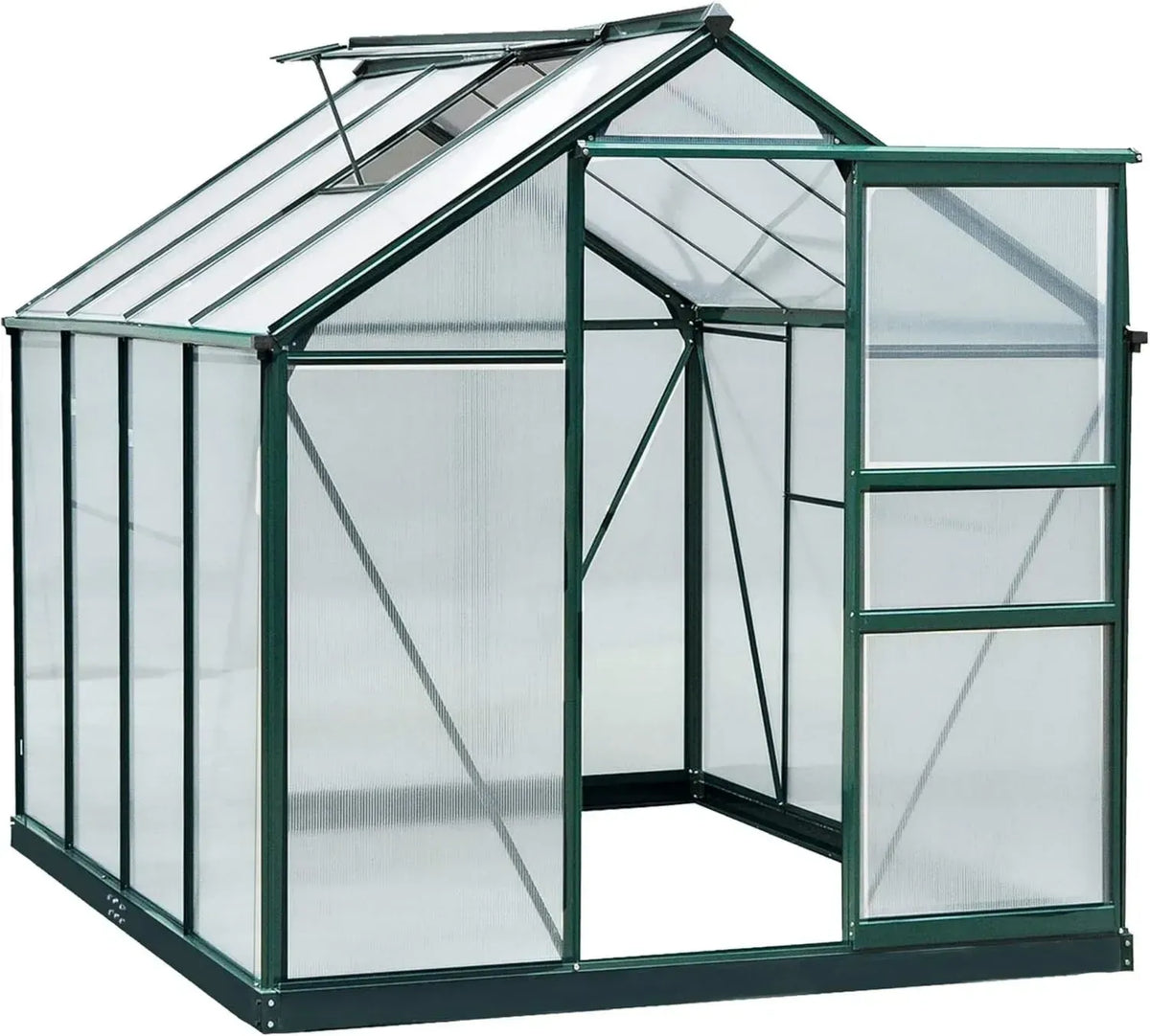 Serra da Giardino in Policarbonato con Telaio in Alluminio, Ventilazione e Porta Scorrevole, 4.79㎡