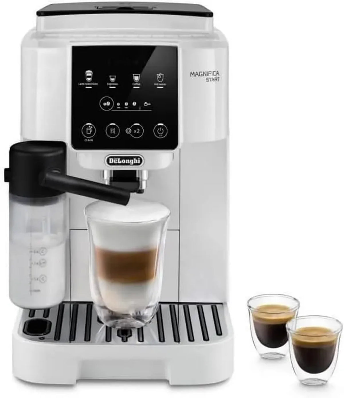 De'Longhi Magnifica Start Macchina Caffè Automatica, 4 Ricette, Sistema Latte Crema, Bianco
