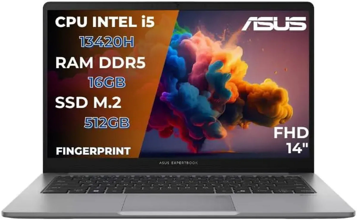 ASUS Expertbook P1 14' FHD Laptop, i5-13420H, 16GB DDR5, 512GB PCIe 4.0 SSD, Fingerprint, Thunderbolt, Layout Italiano