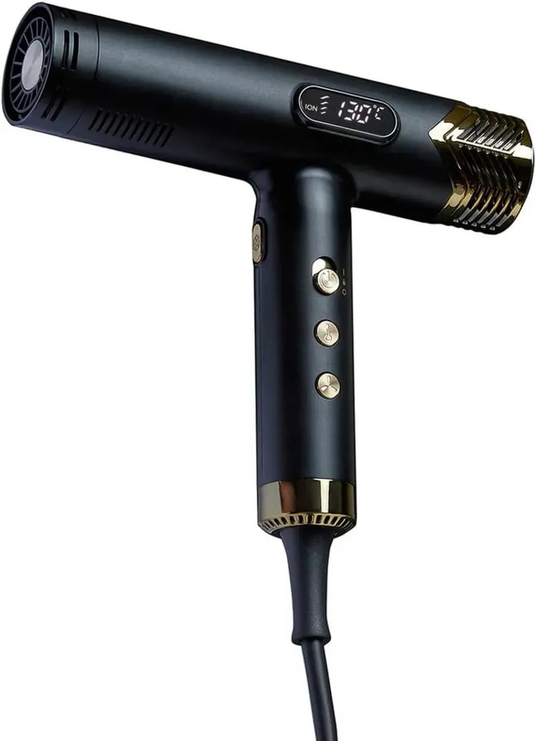 Asciugacapelli Professionale Nero e Oro con Motore Brushless ad Alta Velocità 1800W