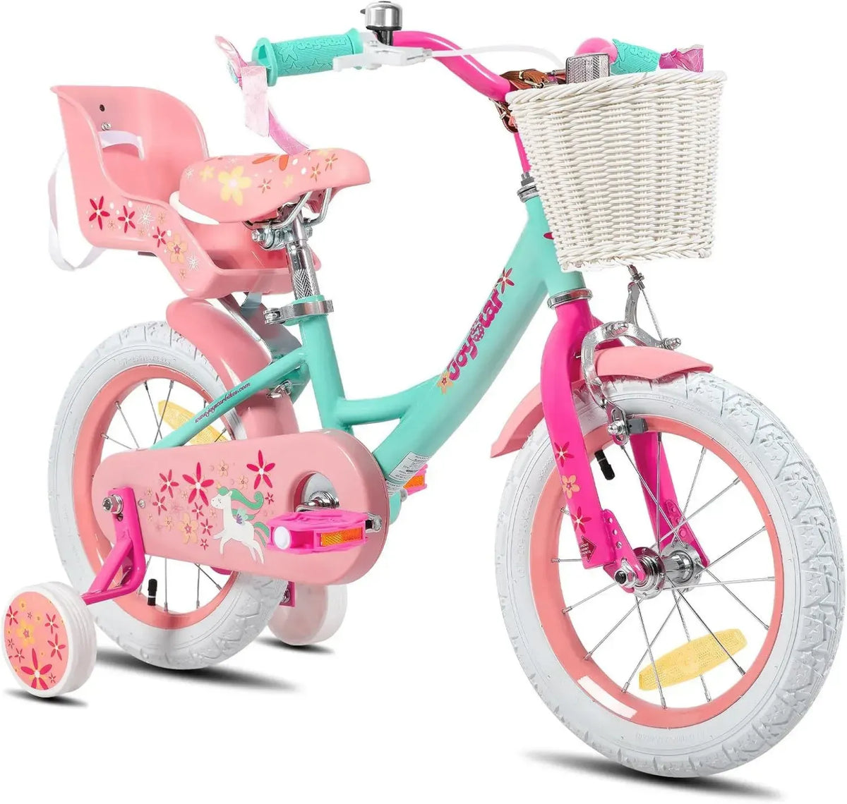 Bicicletta JOYSTAR Unicorn per Bambine 2-9 Anni, 12/14/16/18 Pollici, con Seggiolino, Rotelle e Cestino