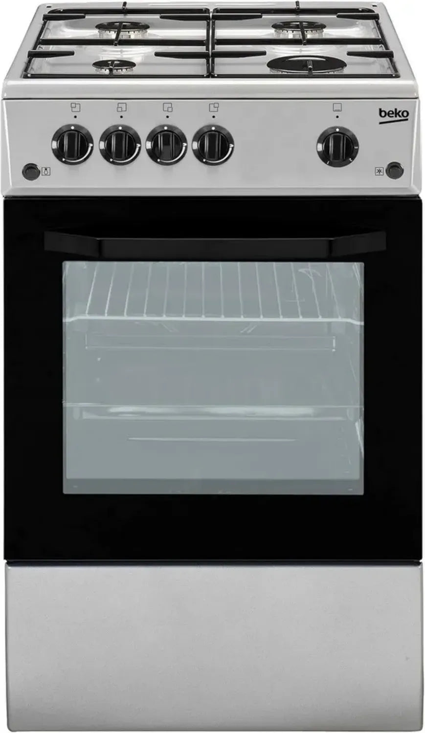 Beko Cucina Elettrica 4 Fuochi Gas, Forno Elettrico Classe B, 50x50 cm, Inox