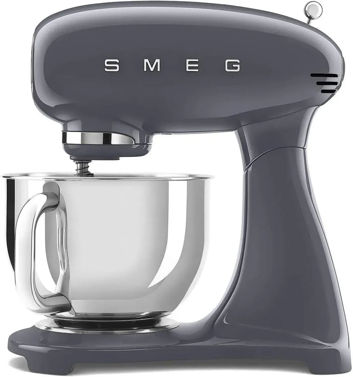 Smeg Robot da Cucina Planetaria, 10 Velocità, Smooth Start, Ciotola 4,8L, Blocco Motore, Inclusi Accessori, 800W, Grigio