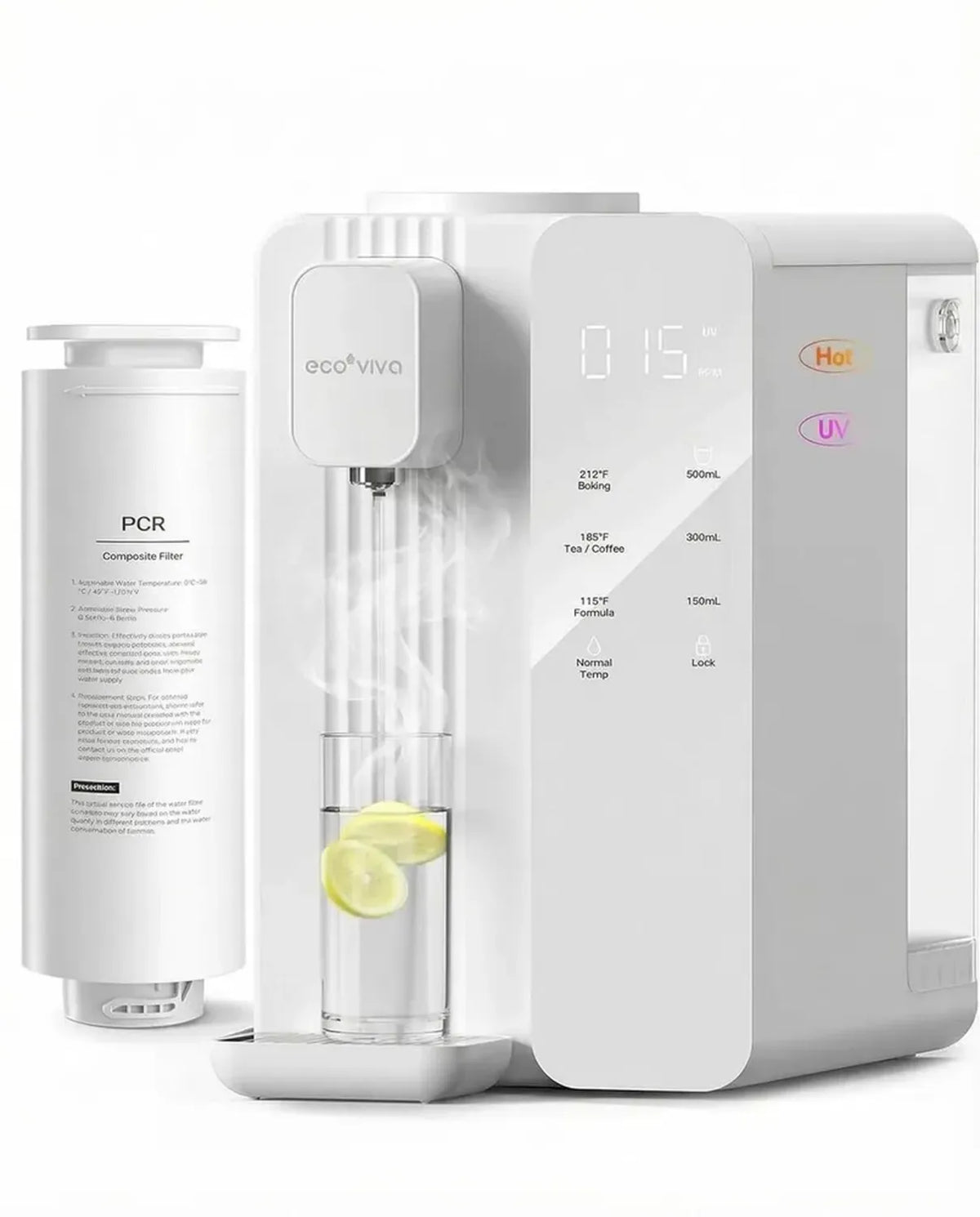 Ecoviva Sistema di Filtraggio a Osmosi Inversa con UV, Senza BPA, 7 Stadi per Interni
