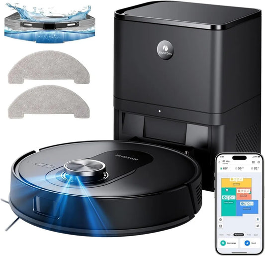 Proscenic Q8 Max+ Robot Lavapavimenti Intelligente 8000Pa, 200 min con Navigazione Avanzata, Controllo WiFi/APP/Alexa, Ideale per Tutti i Pavimenti