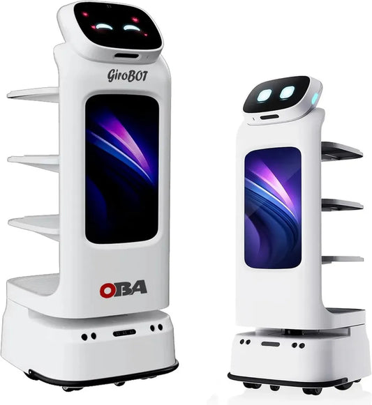 Robot Cameriere GiroBOT-L100 con 4 Vassoi, Schermo Touch 10.1', Capacità 40kg, Batteria a Lunga Durata, Display Pubblicitario 21,5', Connettività WiFi e 4G