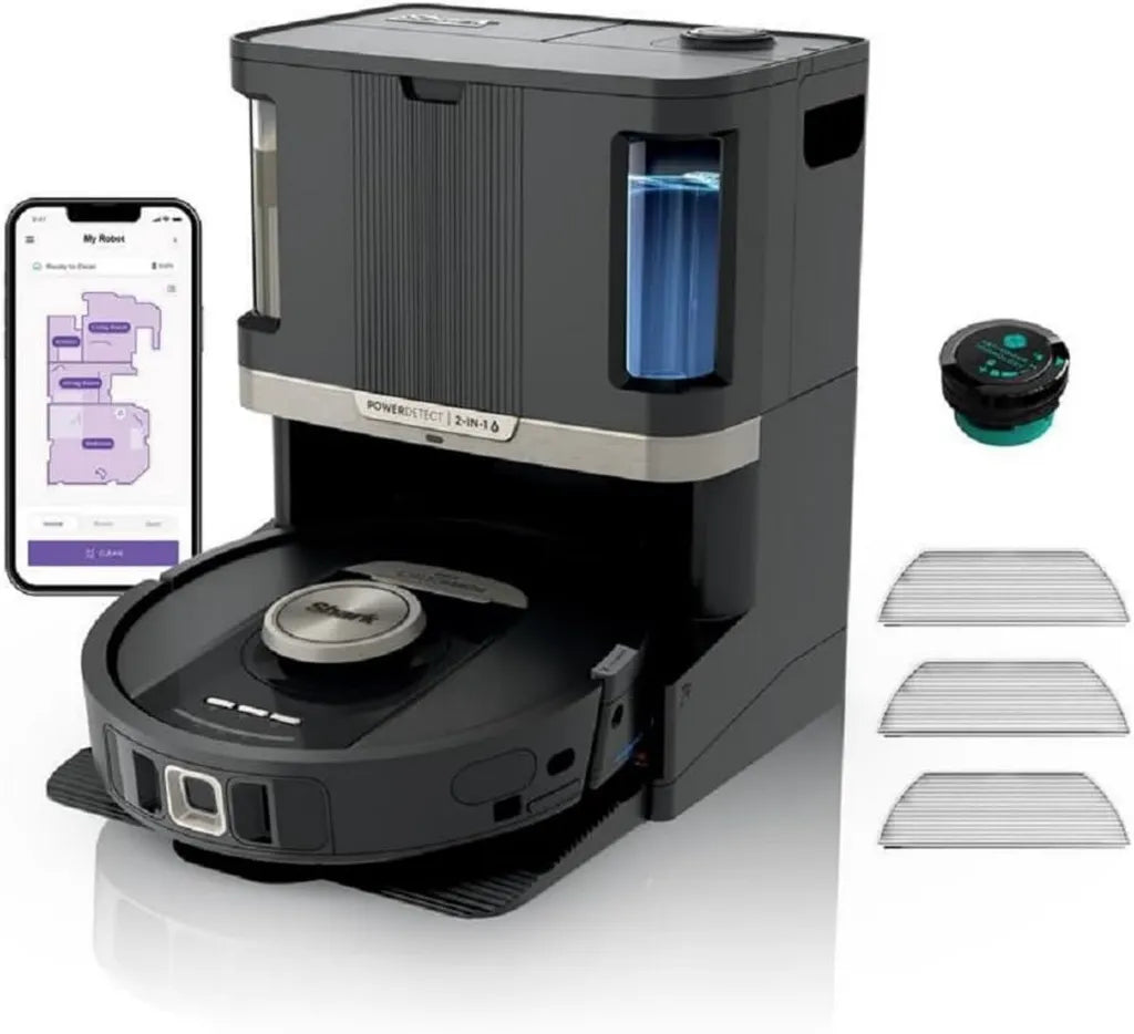 Shark Robot Aspirapolvere e Mocio con Base di Pulizia Automatica 60 Giorni, Navigazione 3D LiDAR, Controllo Wi-Fi/App, Accessori Inclusi