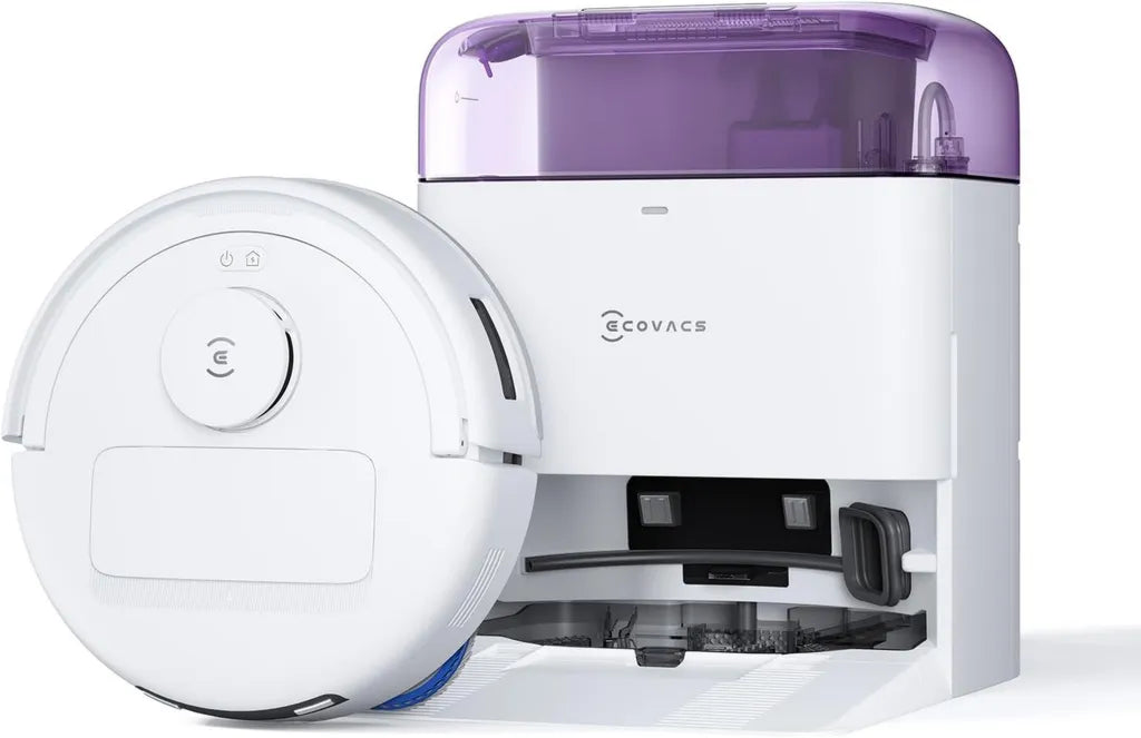 ECOVACS DEEBOT MINI Robot Aspirapolvere Smart, Potenza 9000Pa, Tecnologia ZeroTangle e TrueMapping, Asciugatura Rapida, Autopulizia, Pulizia Profonda, Colore Viola
