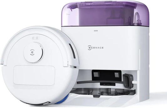 ECOVACS DEEBOT MINI Robot Aspirapolvere Smart, Potenza 9000Pa, Tecnologia ZeroTangle e TrueMapping, Asciugatura Rapida, Autopulizia, Pulizia Profonda, Colore Viola