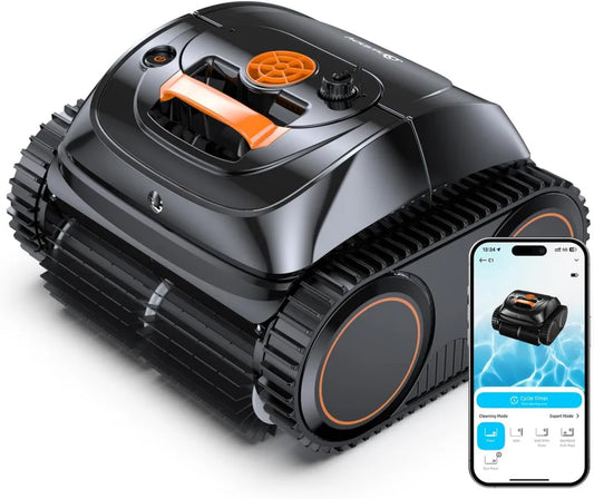 Robot Pulitore Piscina Senza Fili Winny C1, 150 Min Autonomia, Pulizia Fondo e Pareti, Navigazione Intelligente, Adatto per Piscine Interrate e Fuori Terra, Arancione e Nero