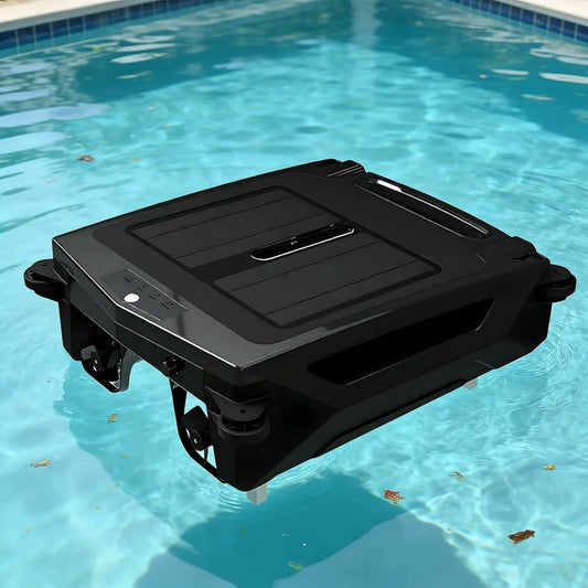 Robot pulitore solare senza fili per piscine, aspirazione 360°, ricarica doppia, autonomia 12 ore