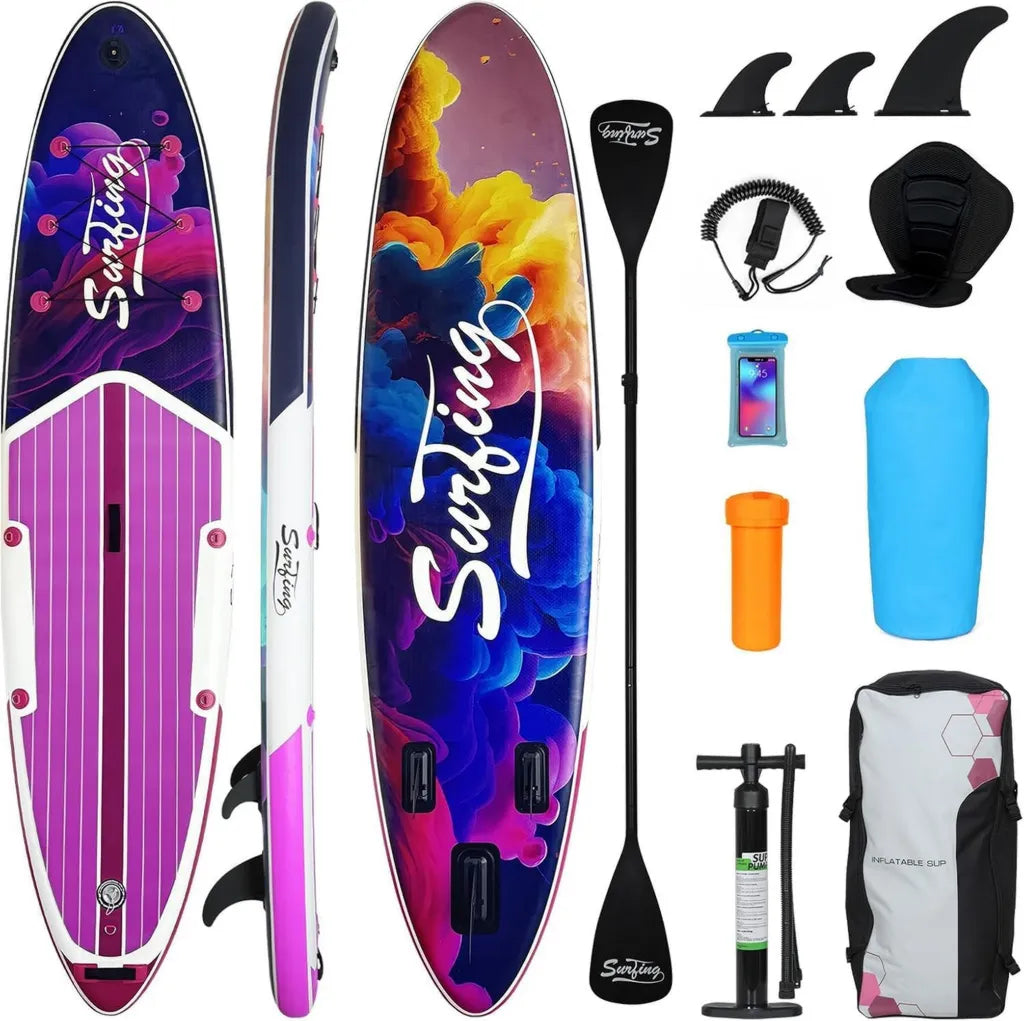 YU YUSING Paddleboard Gonfiabile con Accessori Completi, Tavola Sup 320/335 cm per Adulti, Kit con Sedile Kayak e Pagaia in Alluminio, Supporto Fino a 150 kg, Ideale per Ogni Livello