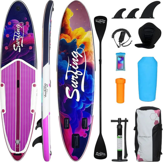 YU YUSING Paddleboard Gonfiabile con Accessori Completi, Tavola Sup 320/335 cm per Adulti, Kit con Sedile Kayak e Pagaia in Alluminio, Supporto Fino a 150 kg, Ideale per Ogni Livello