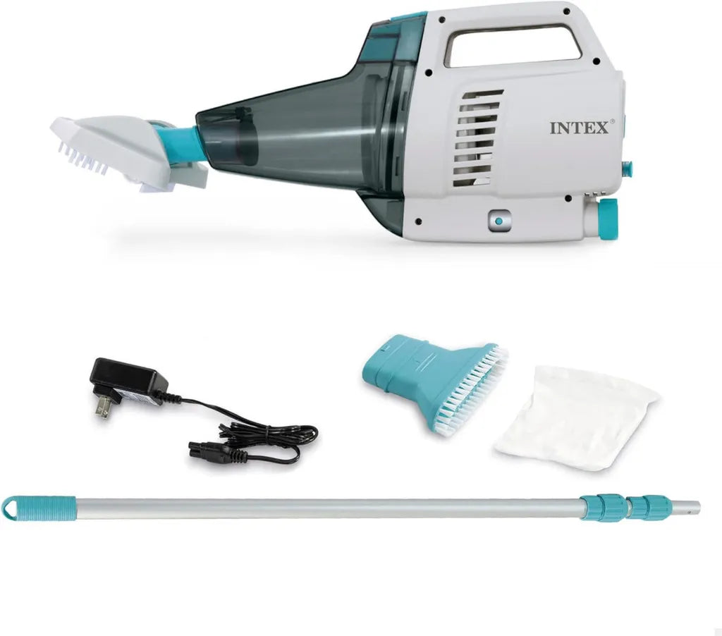 Aspirapolvere Ricaricabile Intex per Piscine e Spa con Asta Lunga e Doppie Testine Bianco