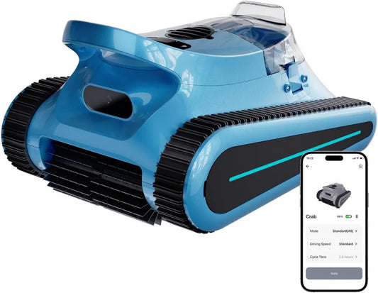 Robot aspirapolvere per piscine, motore brushless 180W, aspirazione 45000Pa, arrampicata parete, mappatura percorso, per piscine grandi