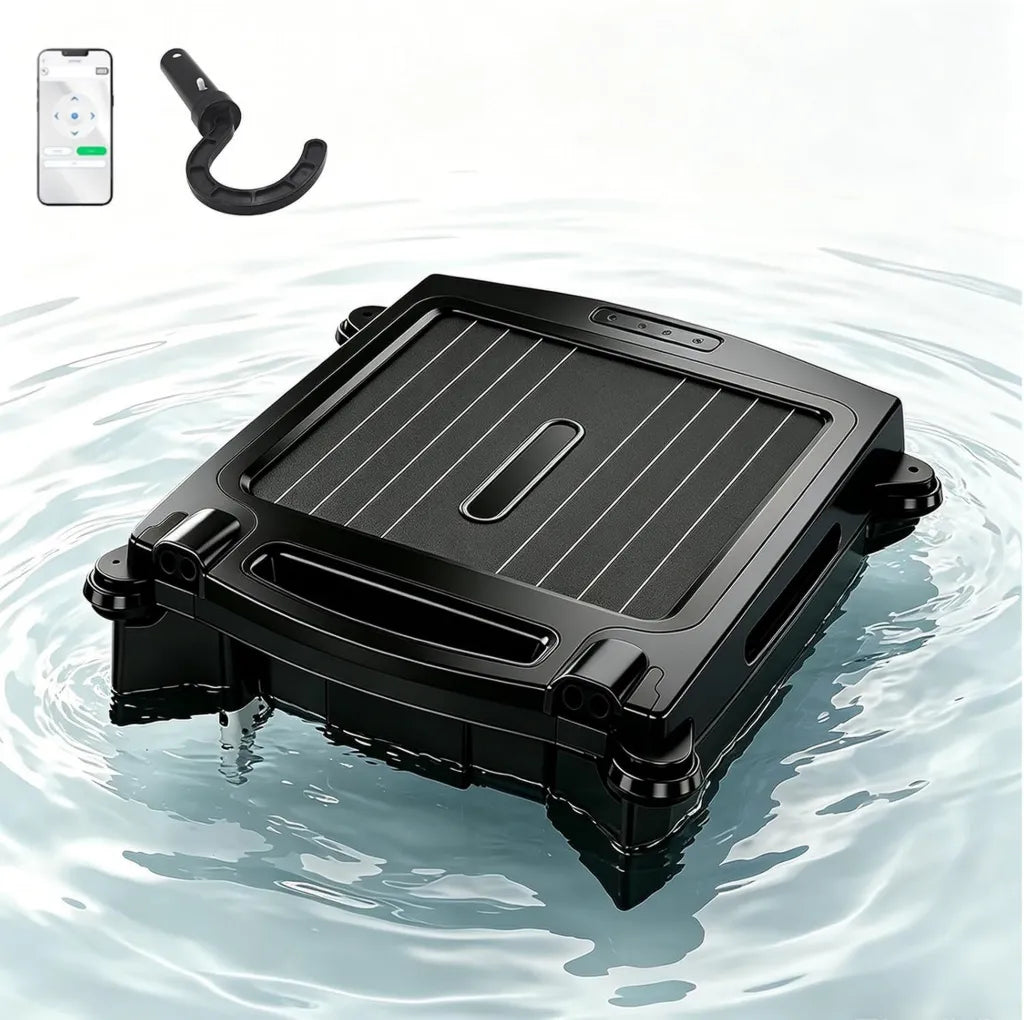 Pulitore Robot Piscina Wireless con App, Carica Solare e DC, Auto-Inversione e Avvisi in Tempo Reale