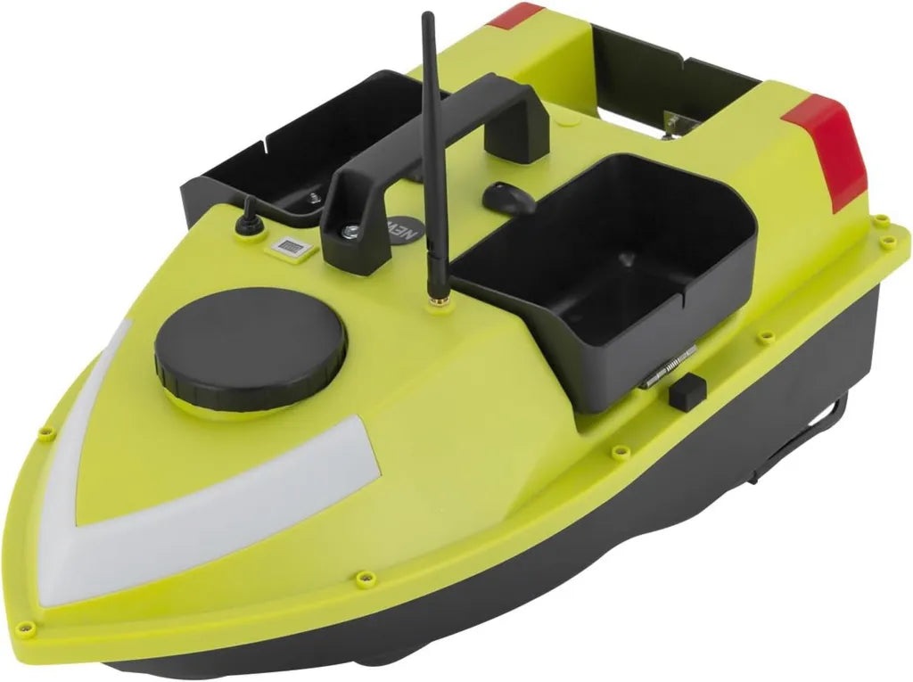 Barca da Pesca RC con GPS e Batteria 5200 mAh - 99 Punti di Posizionamento, Ideale per Fiumi, Laghi e Mare, Verde con Barra Luminosa