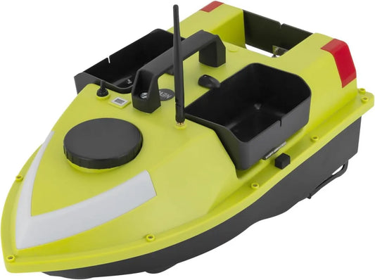 Barca da Pesca RC con GPS e Batteria 5200 mAh - 99 Punti di Posizionamento, Ideale per Fiumi, Laghi e Mare, Verde con Barra Luminosa