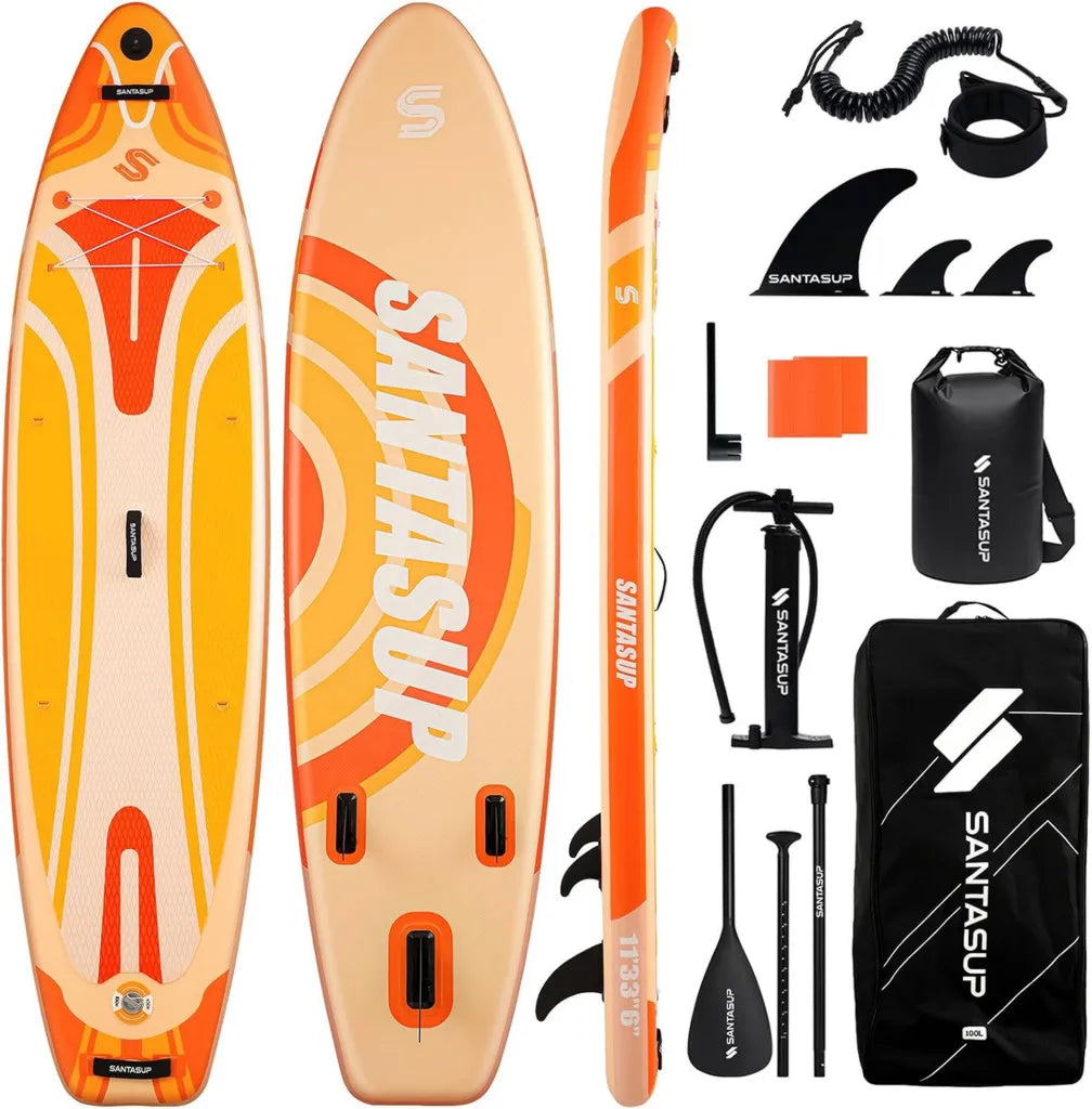 Tavola da paddle gonfiabile blu con accessori, perfetta per adulti e ragazzi, antiscivolo
