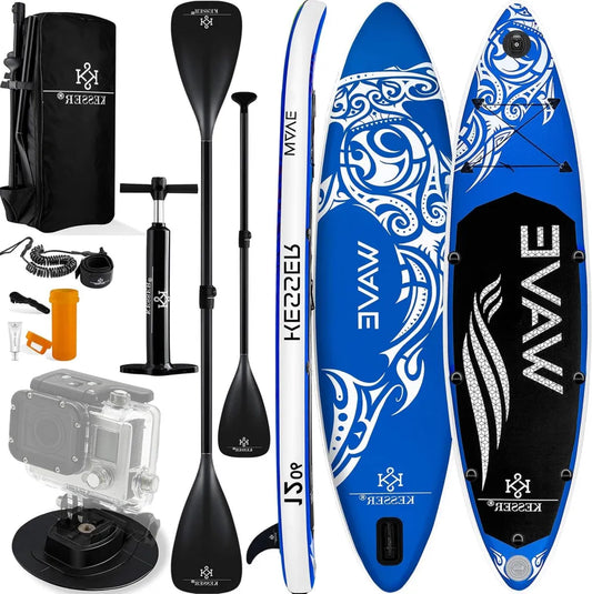 SUP Gonfiabile Premium KESSER®: Set Completo con Tavola da Surf e Accessori, Capacità 130 kg