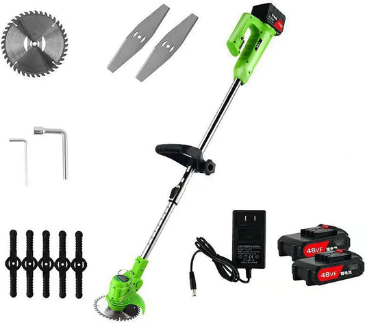 Rasaerba a batteria per giardino, tosaerba leggero con caricatore al litio 48V 10000mAh, 2 batterie incluse