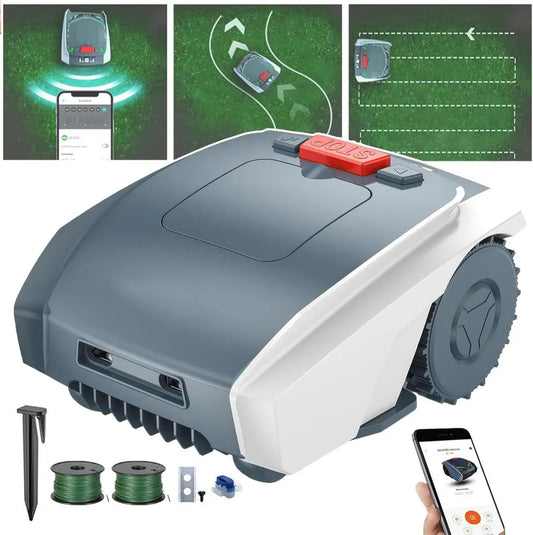 Robot Tagliaerba Intelligente con GPS e Controllo App, 1500 mq, Altezza Regolabile 2-5 cm, Ricarica Automatica