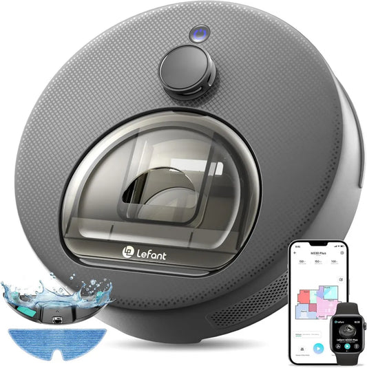 Lefant M330 Plus Robot Lavapavimenti Intelligente 5000Pa, dToF Laser, Autonomia 150 Min, Controllo App, Compatibile Alexa
