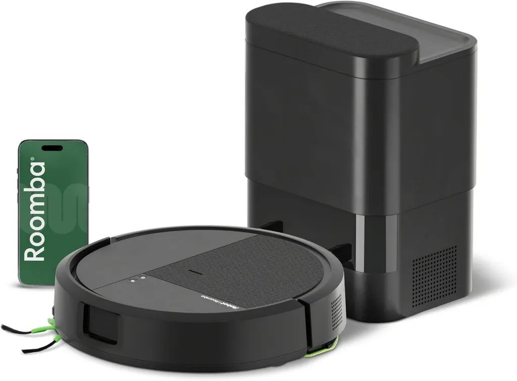 Robot Aspirapolvere Lavapavimenti iRobot Roomba 115 Combo con Dock AutoEmpty, Alta Potenza, Mappatura LiDAR, Funzione 2 in 1, Colore Nero