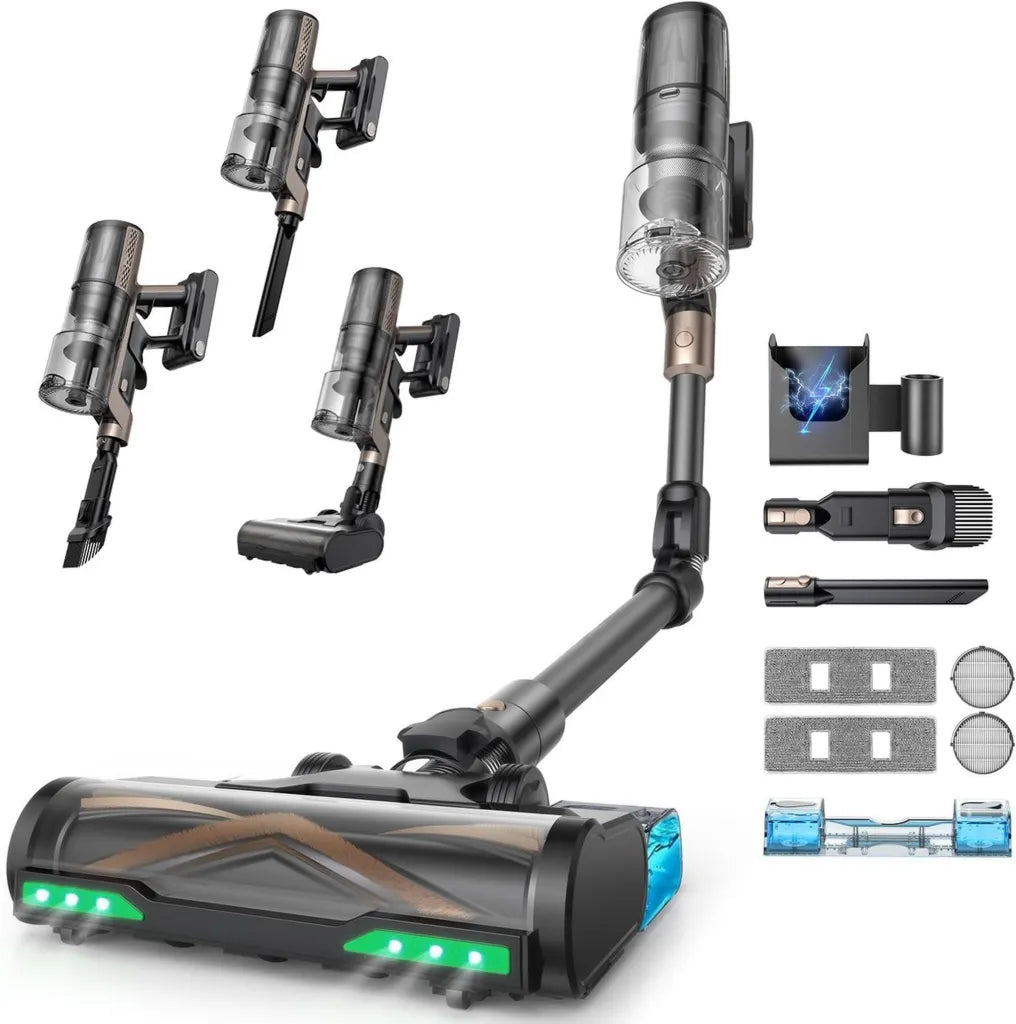 Proscenic P20+ Scopa Elettrica Potente 680W, Autonomia 70 Min, Aspirazione 70000Pa, Bacchetta Pieghevole, Spazzola Anti-Inceppamento, Adatto per Tutti i Pavimenti