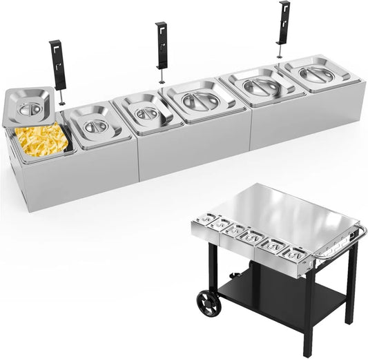 Set di Contenitori per Ingredienti Pizza in Acciaio Inossidabile con Coperchio, 6 pezzi