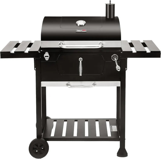 Royal Gourmet - Barbecue a carbone 61 cm con ripiani laterali, ideale per feste e picnic, nero