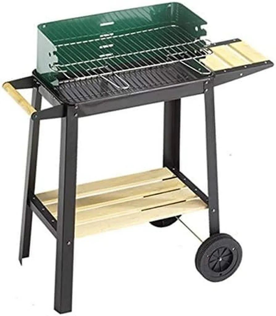 Griglia Barbecue a Carrello in Acciaio Verniciato 50x25 cm, Altezza 77 cm