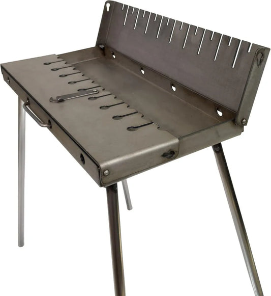 Griglia Barbecue Portatile in Acciaio per 10 Spiedini - Ideale per Campeggio e Picnic