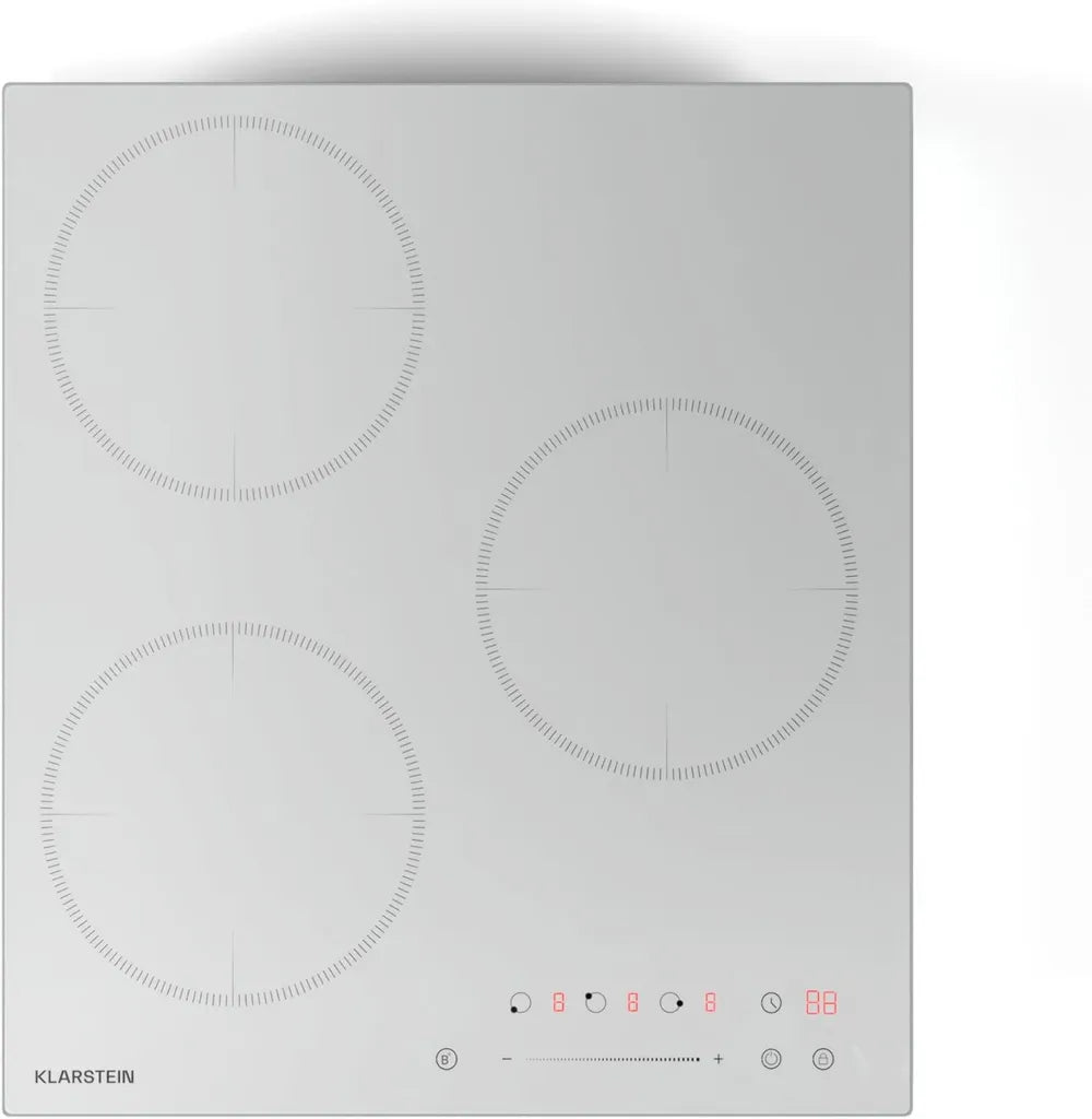 KLARSTEIN Delicatessa Piano Cottura a Induzione, 3 Zone da Incasso, 6600W con Funzione Booster, Controllo Touch, Timer, Sicurezza Bambini, Vetroceramica Bianca, 45cm