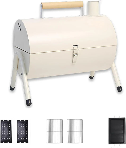 Griglia e Affumicatore Portatile 2 in 1, Leggero e Pieghevole, Perfetto per Campeggio e Feste all'Aperto