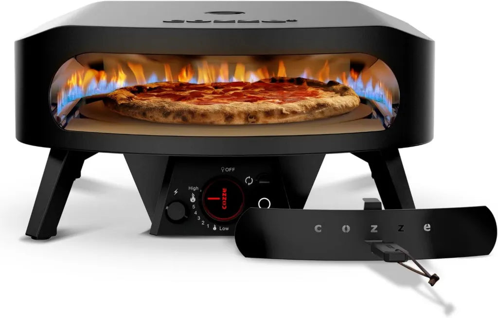 Forno a Gas per Pizza 17' Cozze® Nero Rotante, XXL con Pietra 43cm