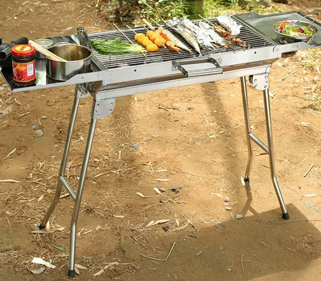 Griglia pieghevole in acciaio inox per barbecue all'aperto
