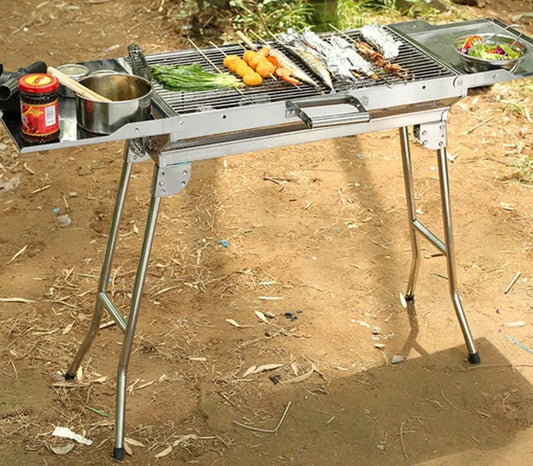 Griglia pieghevole in acciaio inox per barbecue all'aperto