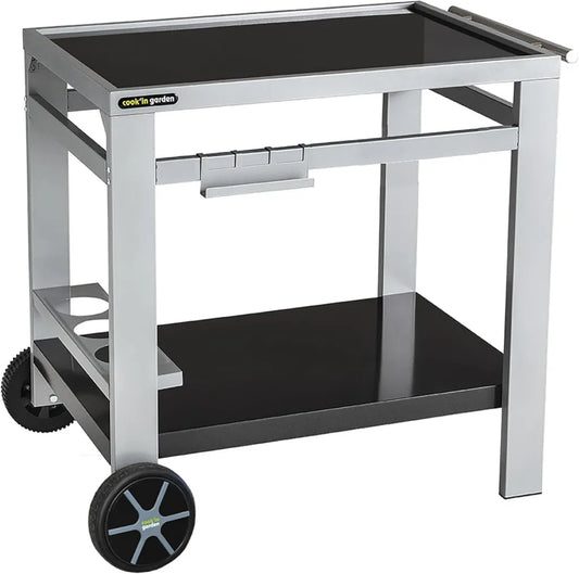 Carrello da Giardino Multiuso con Piano Lavoro, Mobile su Ruote per Cucina Esterna