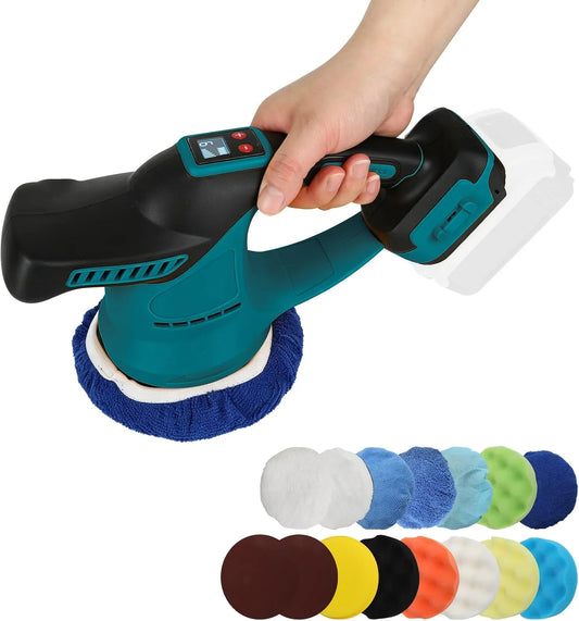Makita 18 Lucidatrice elettrica e macchina lucidatrice, motore brushless, 6 livelli, 15,2 cm, 18 V, per la manutenzione dell'auto, blu
