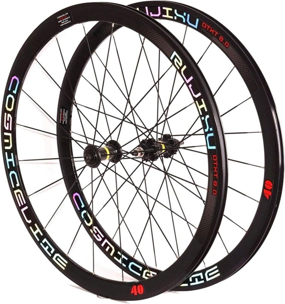 Ruote Corsa 700C Cerchio Doppia Parete per Bici Scatto Fisso, 40mm, Mozzo Fibra di Carbonio, Velocità Singola, Cuscinetto Sigillato