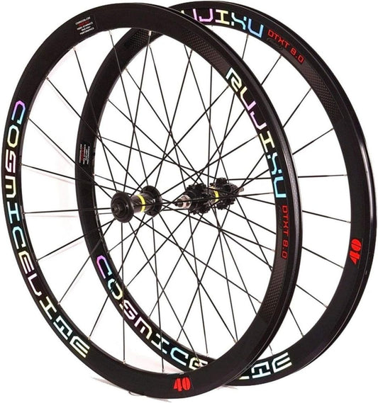 Ruote Corsa 700C Cerchio Doppia Parete per Bici Scatto Fisso, 40mm, Mozzo Fibra di Carbonio, Velocità Singola, Cuscinetto Sigillato