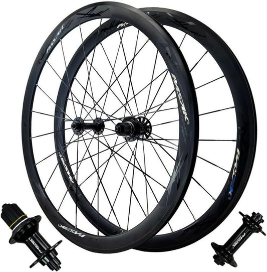 Ruote da Corsa 700C in Alluminio, Set Cerchioni 40MM per Bici con Freni V, Compatibile 7-12 velocità